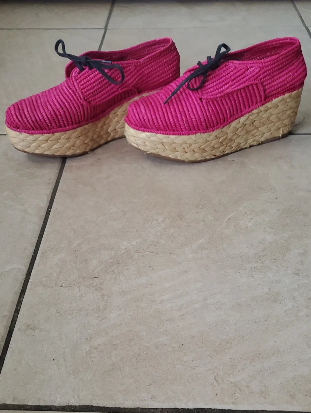 CARVEN X ROBERT CLERGERIE Raffia Platform Wedge Espadrille Sz EU36  US5.5